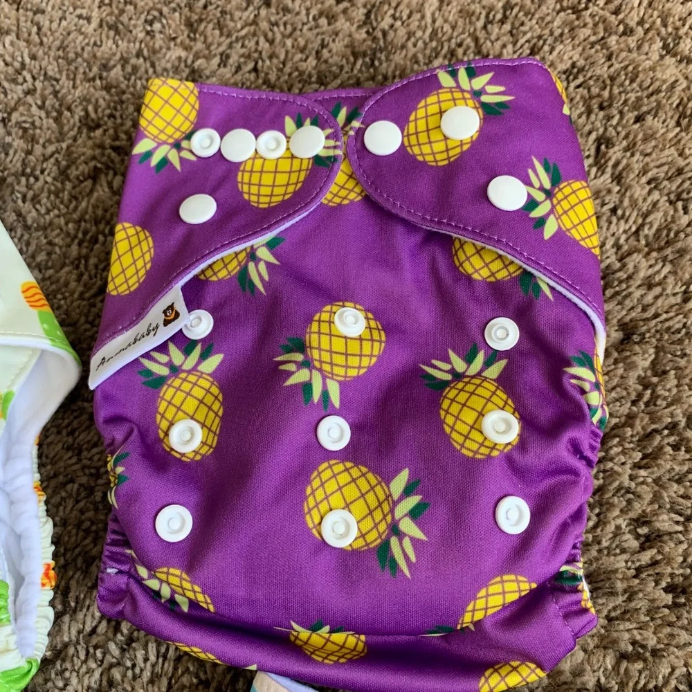 Annababy Cloth Diaper Lot Pocket w/ Inserts Cactus Pineapple Donut Dragonfly
